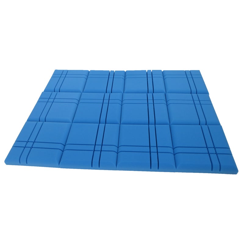 12Pcs Fiber Acoustic Panels High Density Acoustic Treatment Foam Cross-Line Sound Absorbing Board Soundproof Foam Sound Insulation Board for Acoustic Treatment Wall Decoration 30*30*5CM Blue - Image 3
