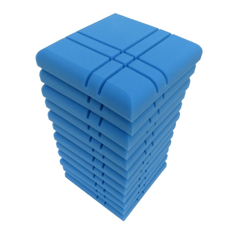 12Pcs Fiber Acoustic Panels High Density Acoustic Treatment Foam Cross-Line Sound Absorbing Board Soundproof Foam Sound Insulation Board for Acoustic Treatment Wall Decoration 30*30*5CM Blue - Image 2