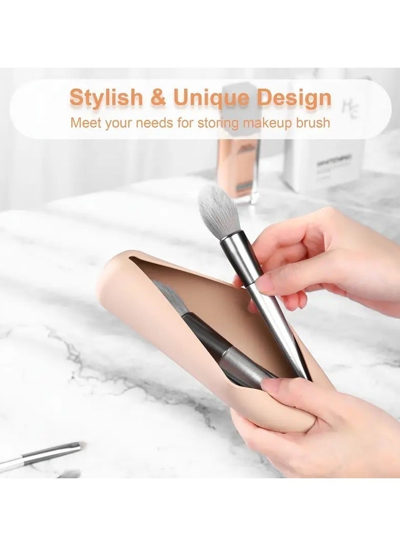 ORiTi Travel Makeuo Brush Holder Silicon Trendy and Portable Cosmetic Face Brushes Holder Soft and Sleek Makeup Tools Organizer for Travel - Image 3