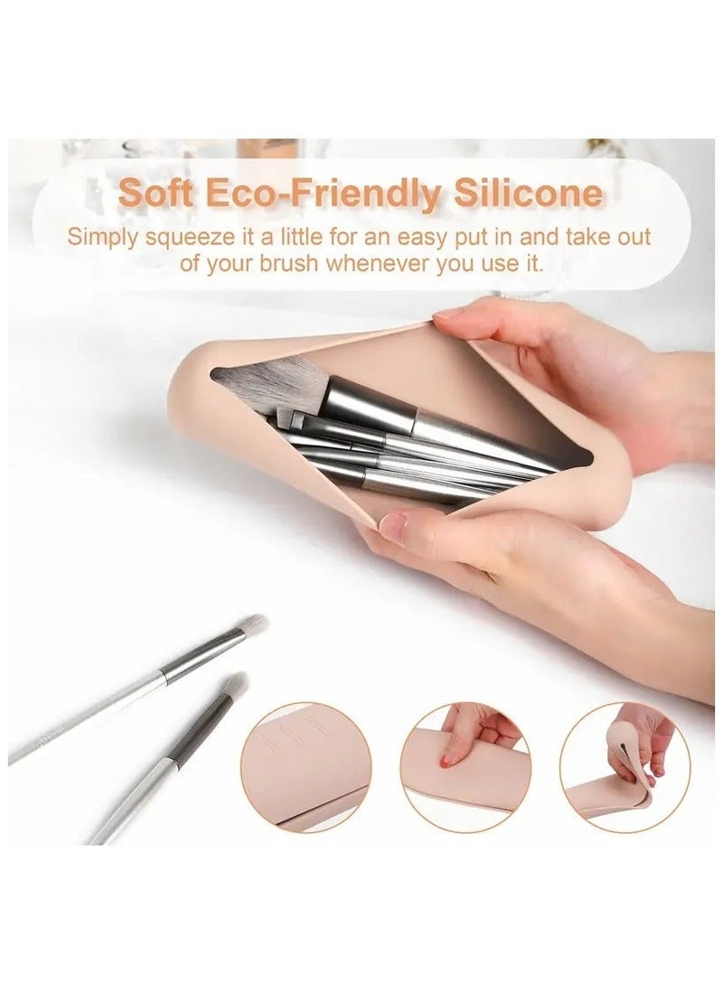 ORiTi Travel Makeuo Brush Holder Silicon Trendy and Portable Cosmetic Face Brushes Holder Soft and Sleek Makeup Tools Organizer for Travel - Image 5