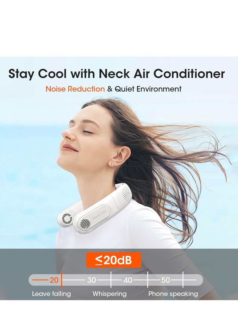 General Neck Fan,Rechargeable 4 Turbo 6000mAh Portable Neck Fan 360° Cooling Airflow 3 Speeds LED Battery Display Foldable Bladeless Neck Fan Personal Fan Gift for Work,Travel,Outdoor Activities White  - Image 5