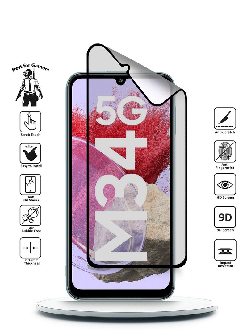 Wtech Samsung Galaxy M34 5G 2023 Nano Ceramic Full Glue Full Cover Matte Flexible Screen Protector  (MSCNMN) - Clear/Black - Image 2