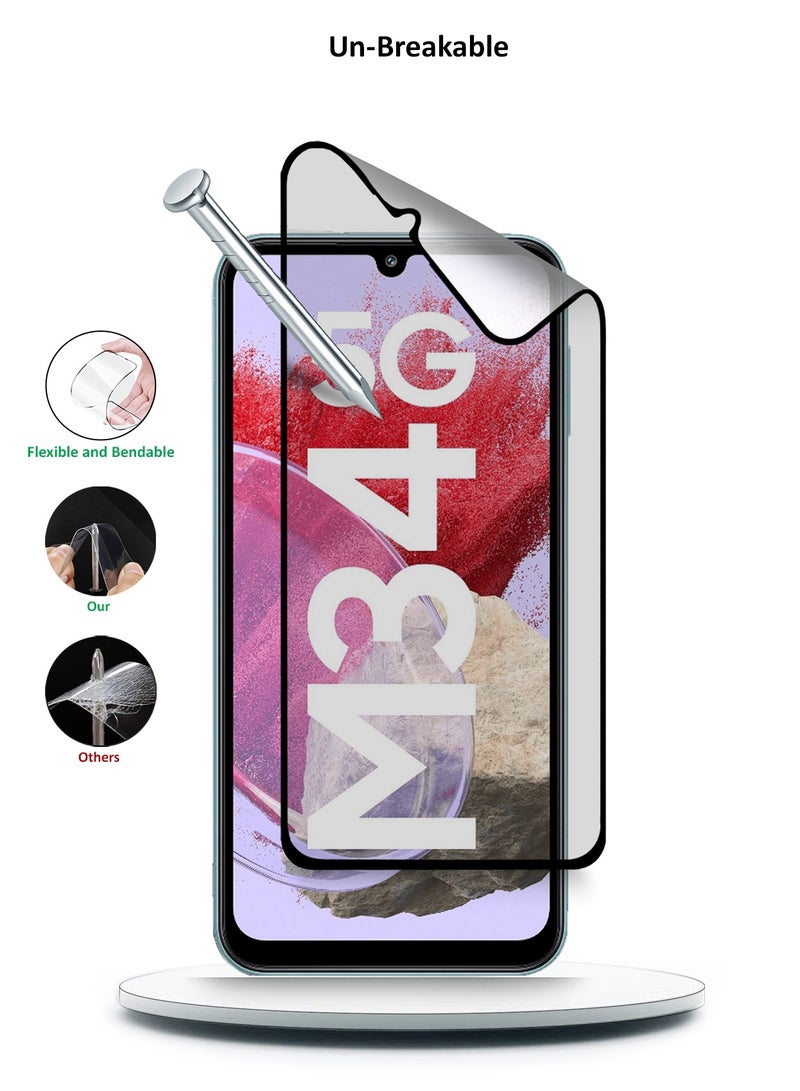 Wtech Samsung Galaxy M34 5G 2023 Nano Ceramic Full Glue Full Cover Matte Flexible Screen Protector  (MSCNMN) - Clear/Black - Image 3