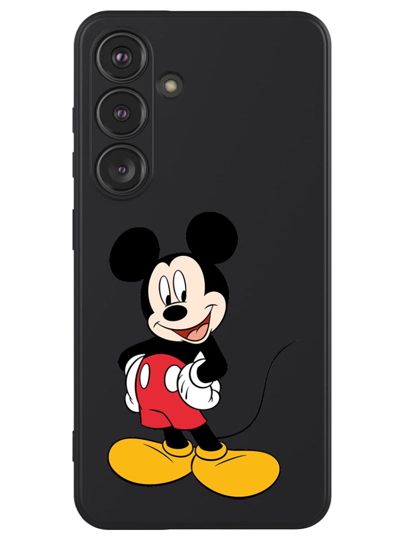 Theodor Protective Slim Fit Case Liquid Silicone Cover with Full Body Protection Anti-Scratch Shockproof Case For Samsung Galaxy S24 (Black) - Mickey mouse2 - Image 1