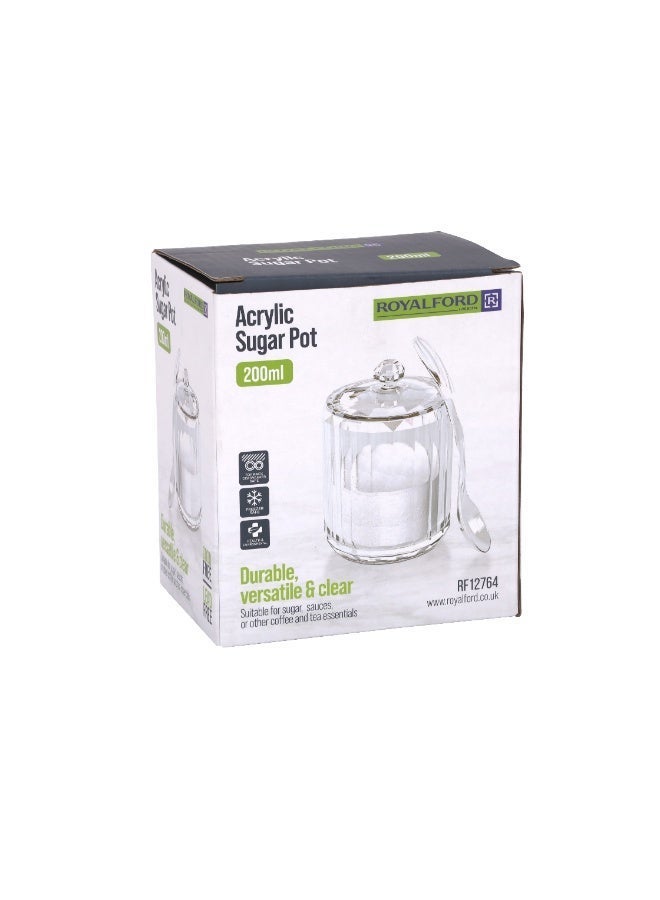 Royalford 200ml Acrylic Sugar Pot- RF12764/ with Spoon, Elegant and Sleek, Durable and Long-Lasting Construction/ Clear Lid clear 200ml - Image 5