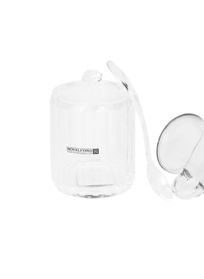 Royalford 200ml Acrylic Sugar Pot- RF12764/ with Spoon, Elegant and Sleek, Durable and Long-Lasting Construction/ Clear Lid clear 200ml - Image 2