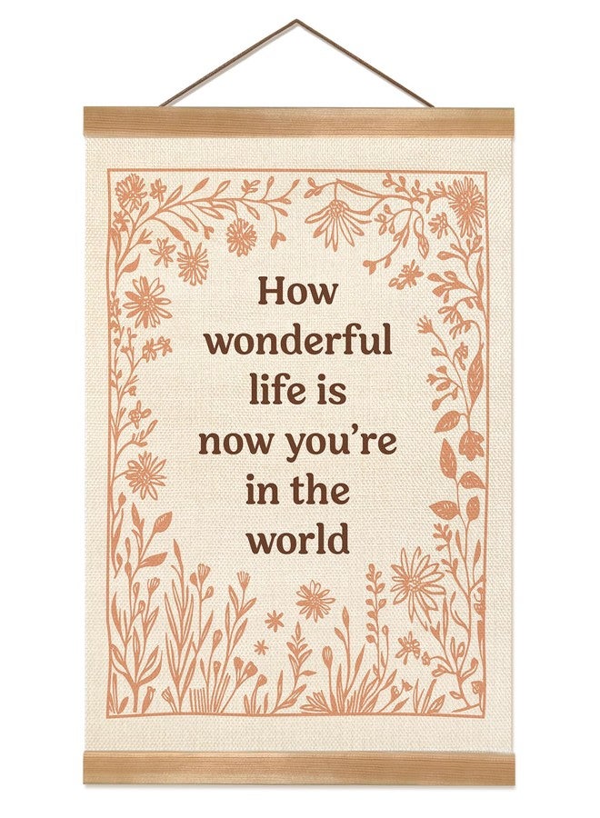ZTGDA How Wonderful Life is Now Wall Art Decor, Boho Canvas Hanging Banner Wall Decor for Nursery Playroom Kids Room Home, 12x16inch - Image 1