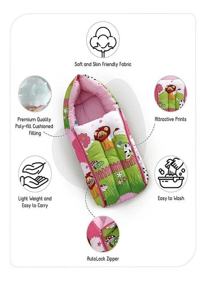 RUMPES 3-in-1 Baby Bed, Sleeping Bag & Carry Nest - Portable Cotton Bassinet for Newborns & Infants, Unisex Baby Bedding for Travel & Home, Soft & Breathable, 0M+ (P-Pink Jungle) - Image 5