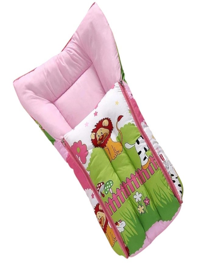 RUMPES 3-in-1 Baby Bed, Sleeping Bag & Carry Nest - Portable Cotton Bassinet for Newborns & Infants, Unisex Baby Bedding for Travel & Home, Soft & Breathable, 0M+ (P-Pink Jungle) - Image 2