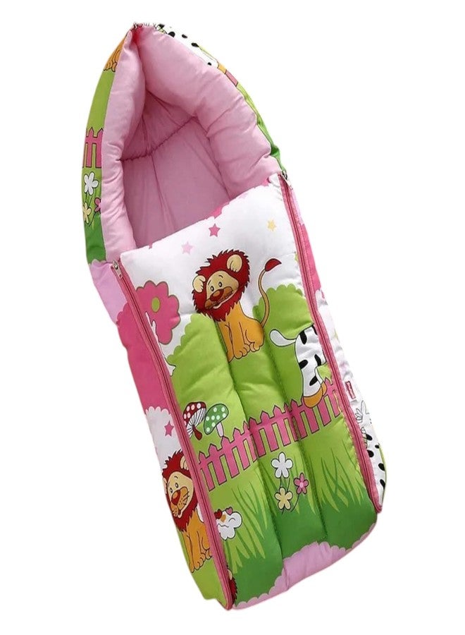 RUMPES 3-in-1 Baby Bed, Sleeping Bag & Carry Nest - Portable Cotton Bassinet for Newborns & Infants, Unisex Baby Bedding for Travel & Home, Soft & Breathable, 0M+ (P-Pink Jungle) - Image 1