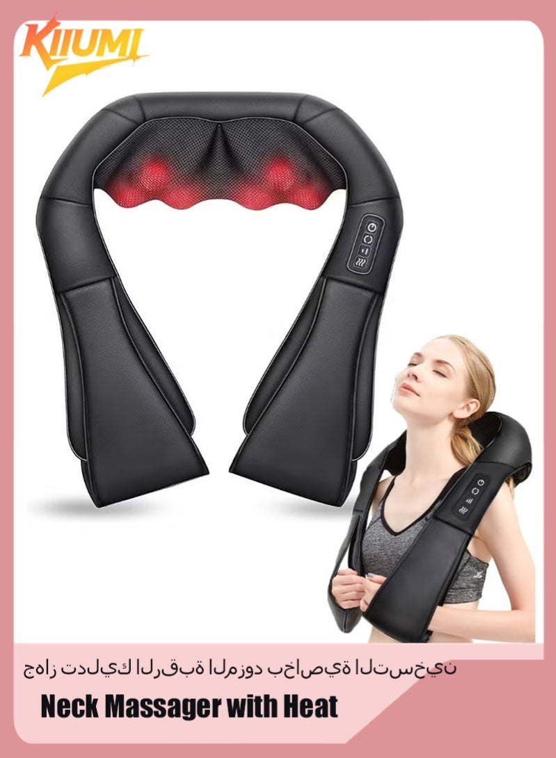 KIIUMI Neck Massager with Heat, Shiatsu Massager for Neck, Back, Shoulder, Foot and Leg, Deep Tissue 3D Kneading Helps to Relax Muscles at Home and Car, Comfort Gifts for Women and Men - Image 1