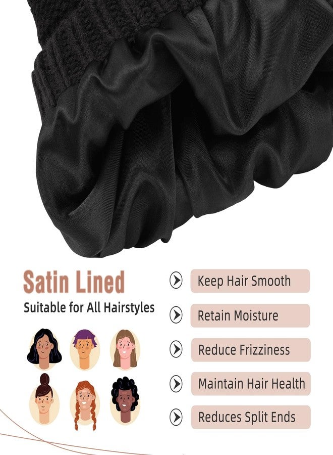 Zando Satin Lined Winter Hats for Women Beanies Women Satin Lined Beanie with Pom Pom Beanie Womens Winter Hats Warm Winter Hat Knit Beanie Hats for Women Womens Beanies for Winter Black Yarn Beanie - Image 3