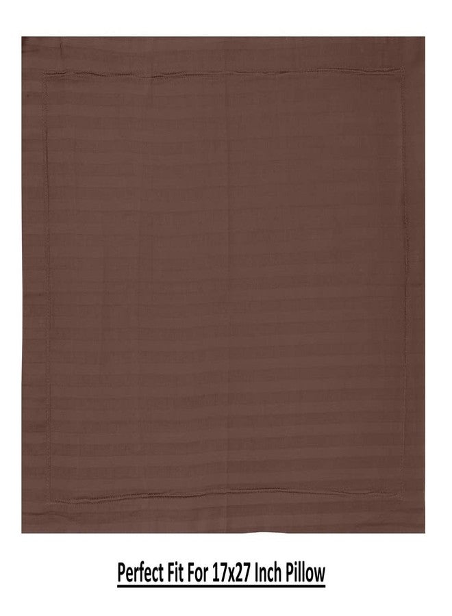 PAPAYA 200 TC Cotton Satin Stripe Pillow Covers | Pillow Cases | Set of 2 Piece Pillow Covers only | Standard Size (Coffee, 17 X 27 inch) - Image 3
