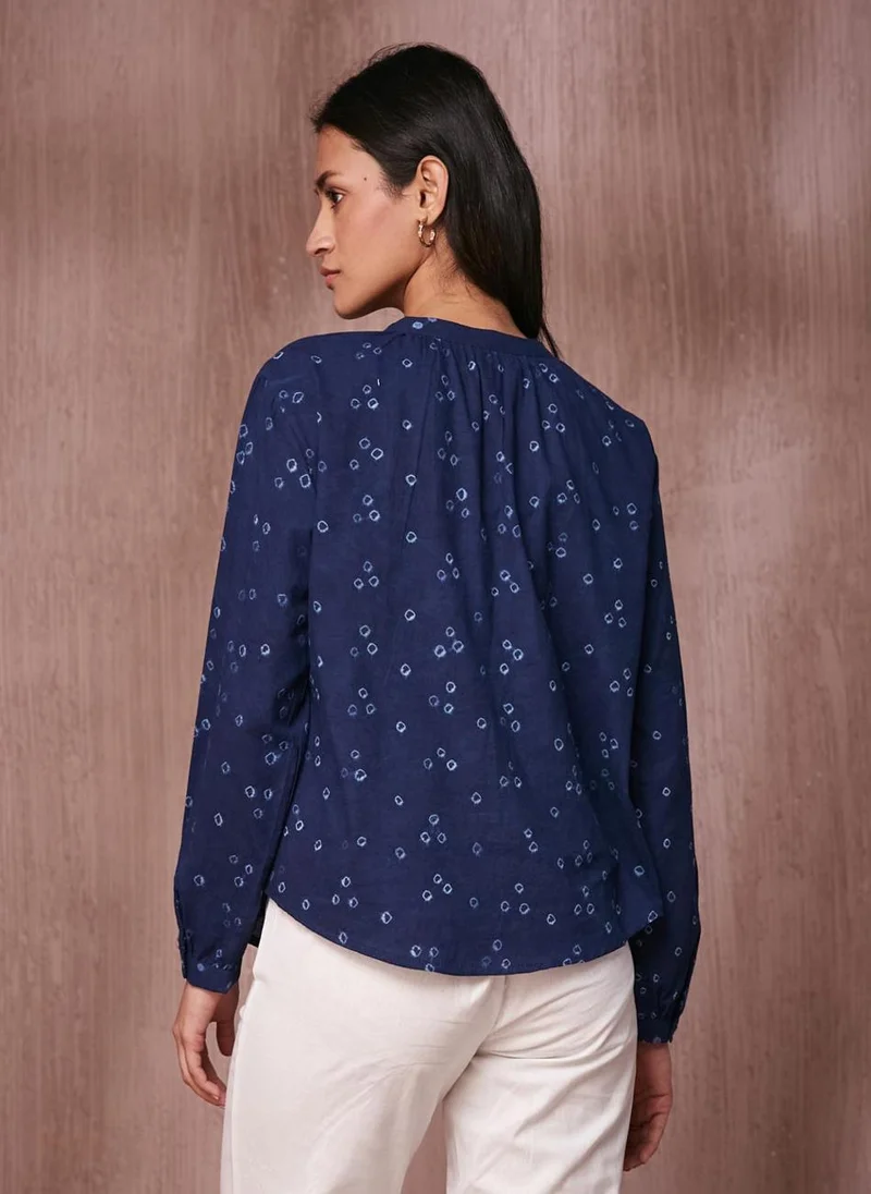 فاب انديا Indigo Cotton Bandhani Top