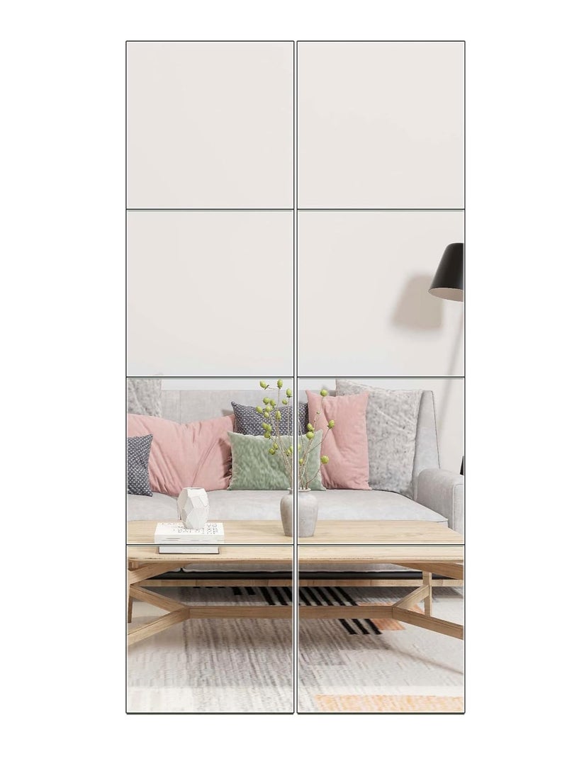 Full Length Mirror Tiles - 12 Inch x 8Pcs Frameless Wall Mirror Full Body Mirror for Home Gym Vanity Bedroom, Living Room - Image 1