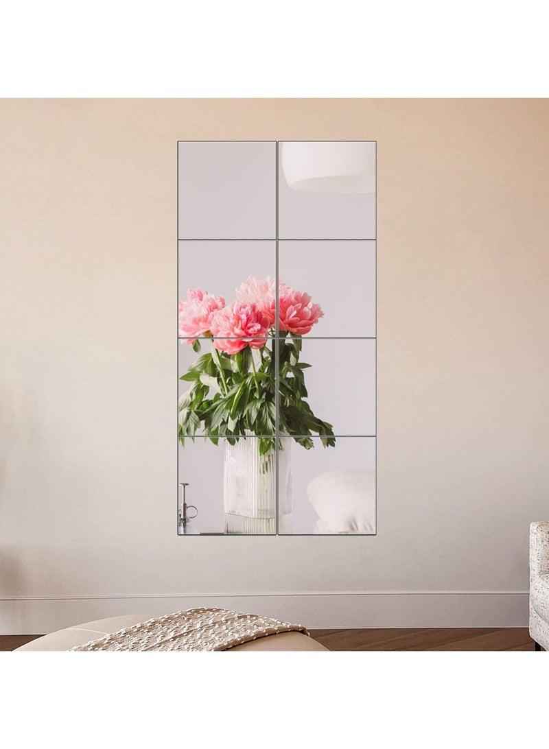 Full Length Mirror Tiles - 12 Inch x 8Pcs Frameless Wall Mirror Full Body Mirror for Home Gym Vanity Bedroom, Living Room - Image 2