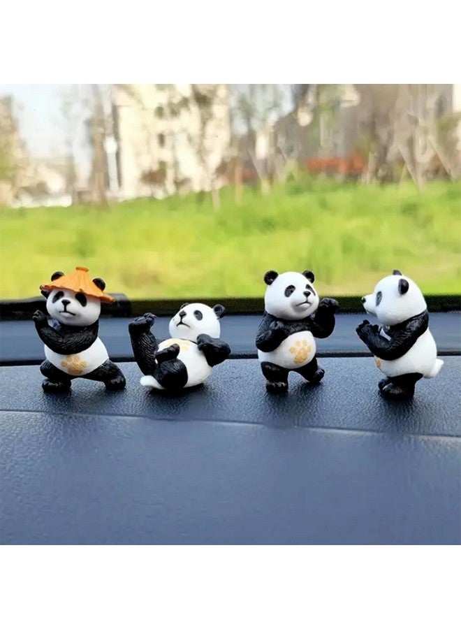Ascension 4 Pieces Of Kung Fu Panda Miniature Set Unique Gifts For Girlfriend Boyfriend Panda Miniature Set For Garden Décor, Living Room, Office, Restaurant Decoration, Doll House Decor - Image 2