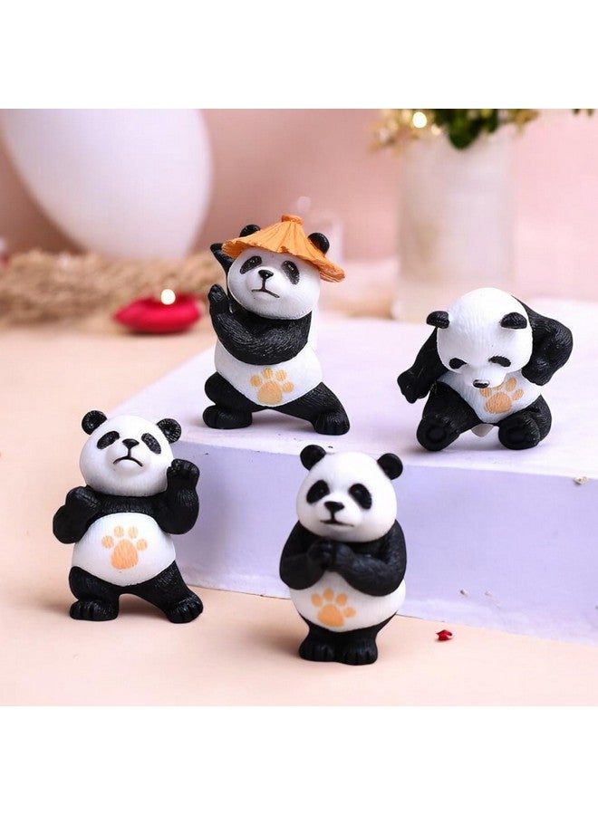 Ascension 4 Pieces Of Kung Fu Panda Miniature Set Unique Gifts For Girlfriend Boyfriend Panda Miniature Set For Garden Décor, Living Room, Office, Restaurant Decoration, Doll House Decor - Image 1