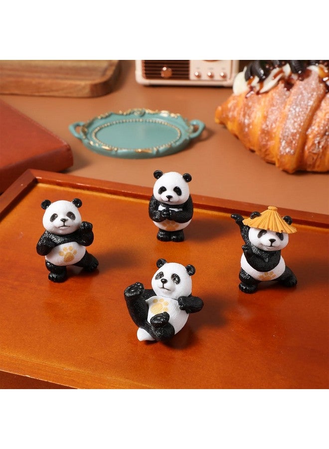 Ascension 4 Pieces Of Kung Fu Panda Miniature Set Unique Gifts For Girlfriend Boyfriend Panda Miniature Set For Garden Décor, Living Room, Office, Restaurant Decoration, Doll House Decor - Image 3