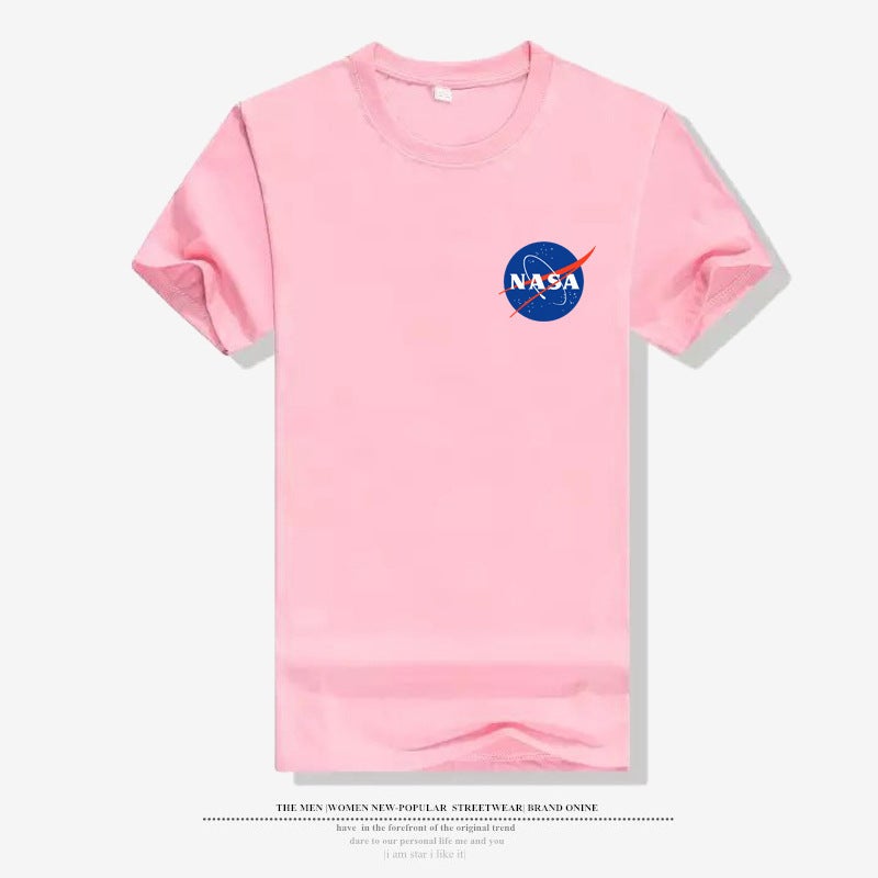 American Astronaut Nasa Galaxy Earth Print T-Shirt Cotton Crewneck Half Sleeve Shirt Couple Sports Top - Image 1