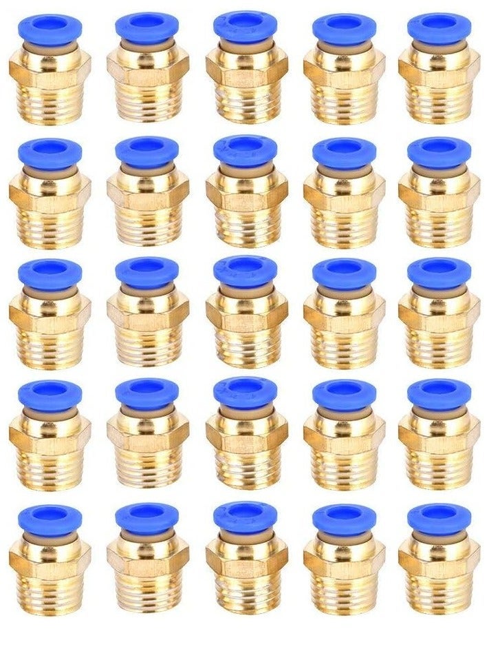 25pcs G1/4 pc6-02 Pneumatic Push Quick Male Connector Air Quick Fittings Adapter for Quick Connection for Pipe and Pneumatic Tools - Image 1