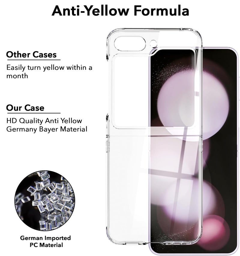 Jkobi Lifetime Anti-Yellow Clear Back Cover Case for Samsung Galaxy Z Flip 5 5G (Sleek Hard Crystal | Shockproof and Camera Protection) - Image 3