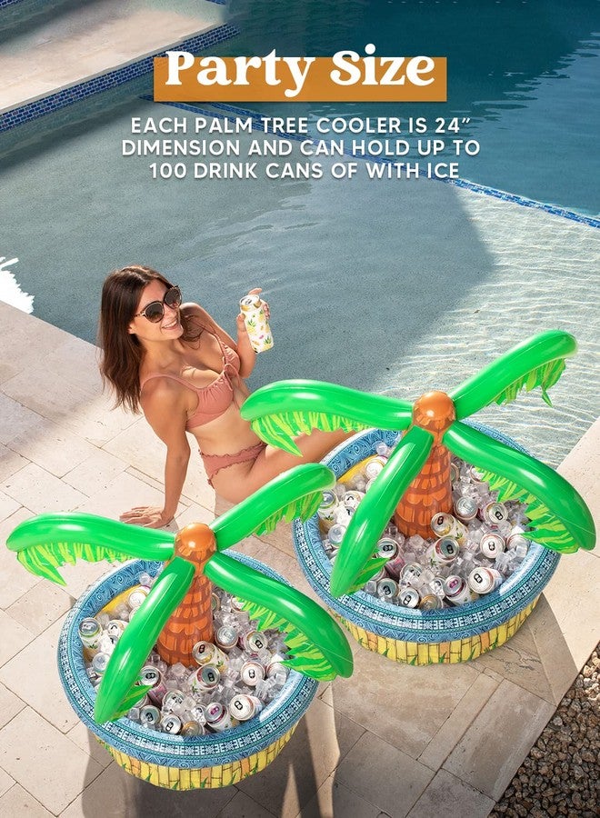 Sloosh 2-Pack Inflatable Palm Tree Cooler - 28" Inflatable Drink Cooler Luau Hawaiian Party Decoration for Tropical Theme Party Decor, Blow Up Birthday Seasonal Beach Pool Party Supplies Accessories - Image 4