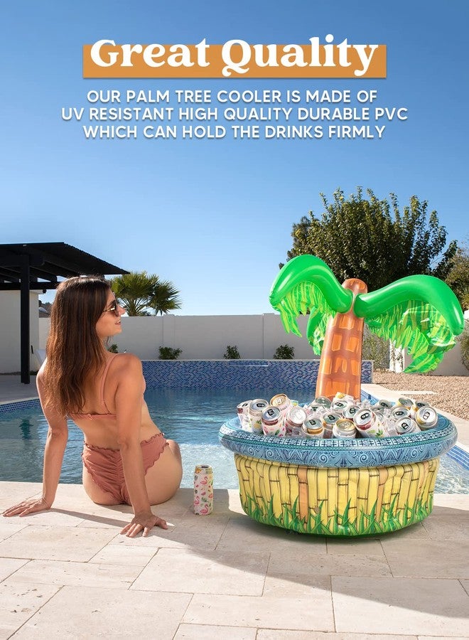 Sloosh 2-Pack Inflatable Palm Tree Cooler - 28" Inflatable Drink Cooler Luau Hawaiian Party Decoration for Tropical Theme Party Decor, Blow Up Birthday Seasonal Beach Pool Party Supplies Accessories - Image 3