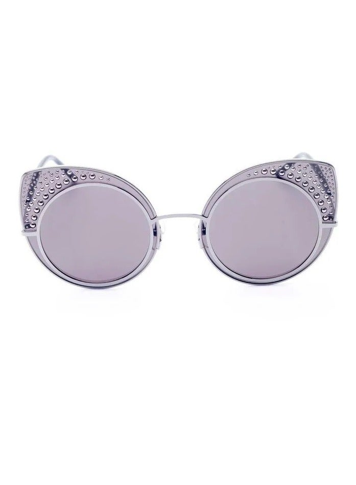 مارك جاكوبس نظارة شمسية نسائية كاملة الحواف بتصميم عين القطة - MARC 15/S V81NR - مقاس العدسة: 62 ملم - فضي - Image 2