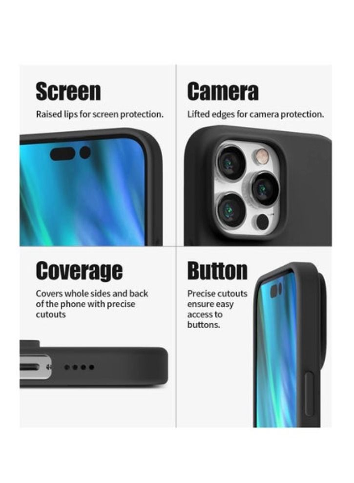 Liquid Silicone Case Compatible with iPhone 14 Pro Max (6.7 inch), Silky-Soft Touch Full Body Protection Shockproof Cover Case with Soft Microfiber Lining - Black - Image 2