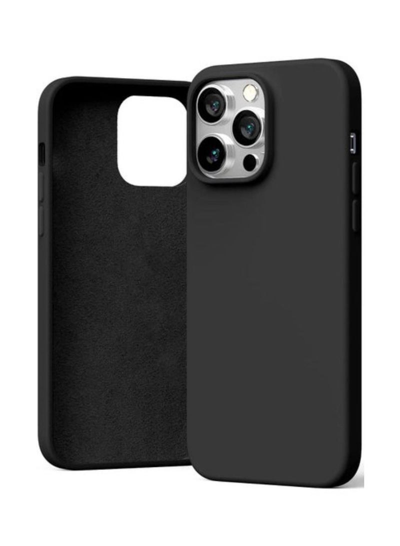 Liquid Silicone Case Compatible with iPhone 14 Pro Max (6.7 inch), Silky-Soft Touch Full Body Protection Shockproof Cover Case with Soft Microfiber Lining - Black - Image 1