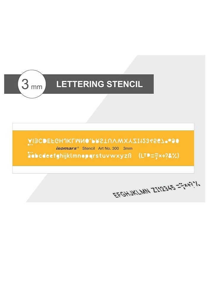 Isomars Technoart Lettering Guide Drawing Template Stencil, 3 mm Size - Image 2