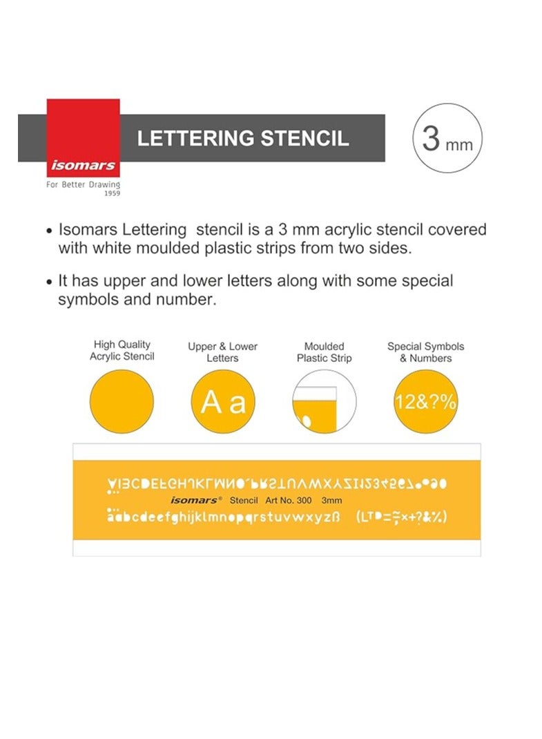 Isomars Technoart Lettering Guide Drawing Template Stencil, 3 mm Size - Image 3