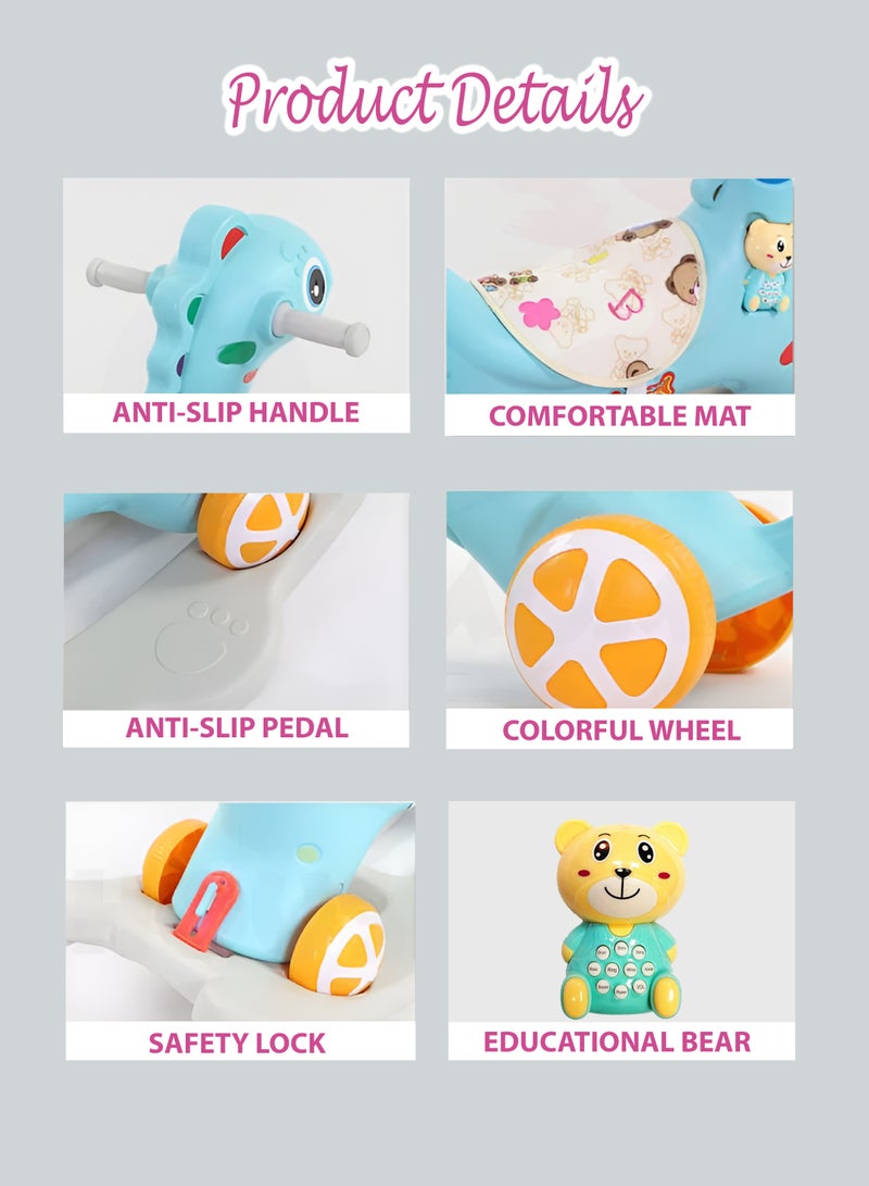 Toshionics 2-in-1 Baby Rocking Horse Ride & Scooter Toy Plastic Foot-to-Floor Ride On Swing for Kids Multipurpose Baby Toddler Rocking Chair Indoor Outdoor Nursery Playroom Rocking Chair - Image 2