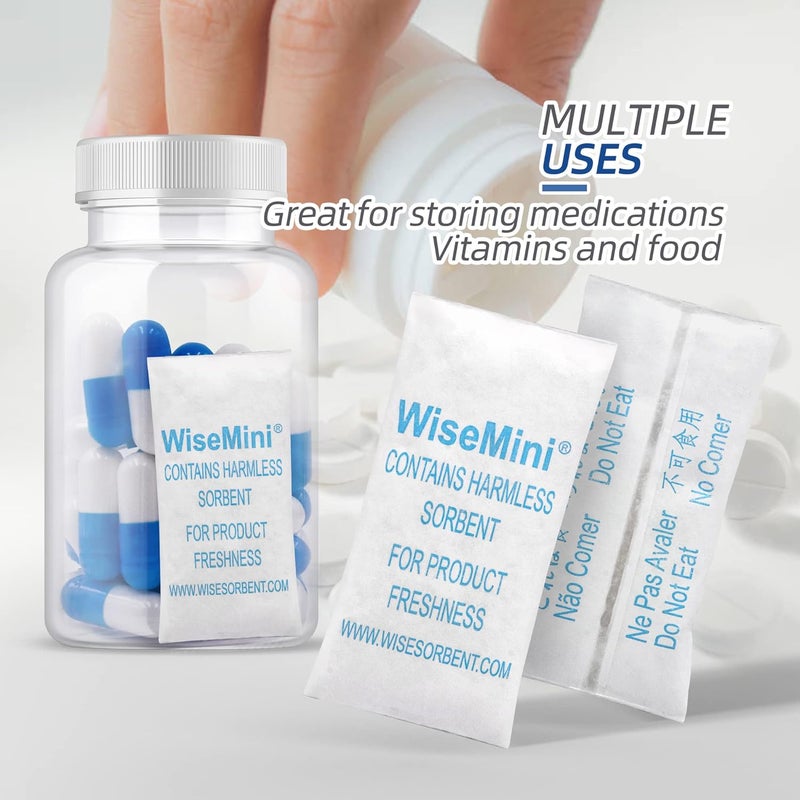 Wisesorb 500 حزمة من أكياس هلام السيليكا 0.5 جرام، أكياس مجففة، ماصات للرطوبة لتخزين الطعام، مجففات رطوبة من الدرجة الغذائية، وايز ميني - Image 5
