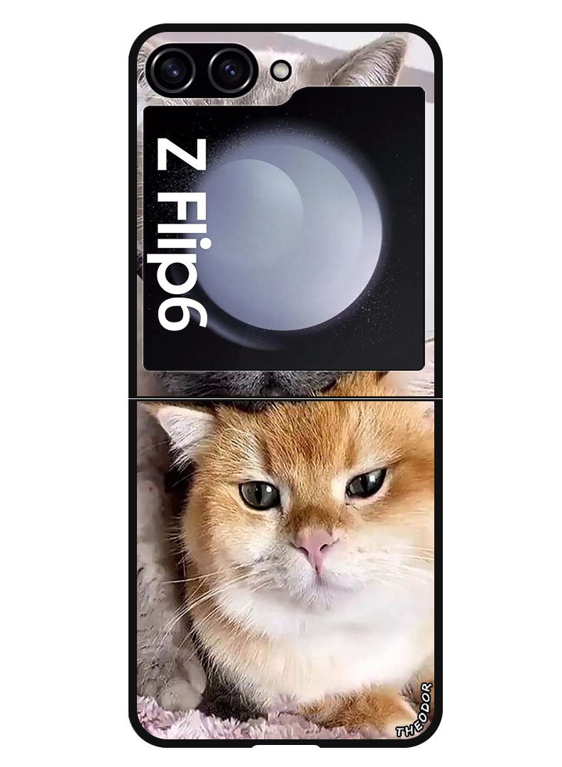 Theodor Protective Case Anti Scratch Shock Proof Bumper Cover For Samsung Galaxy Z Flip 6 Cats - Image 1