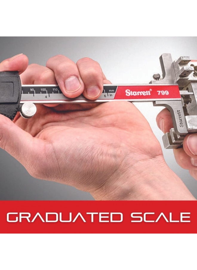 Starrett Starrett Stainless Steel Electronic Slide Caliper - 0-6" Range, 0005" Resolution, LCD Display, Fine Adjustment Thumb Wheel, in/mm Conversion - EC799A-6/150  - Image 2