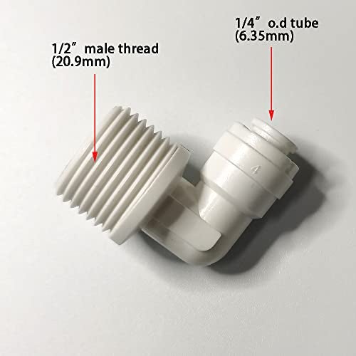 Malida Male Push To Connect Tube Fitting,water purifiers Quick Connector Drinks Dispense and water filtration system fittings (1/2 NPT Male x 1/4 OD Tube Elbow) - Image 2