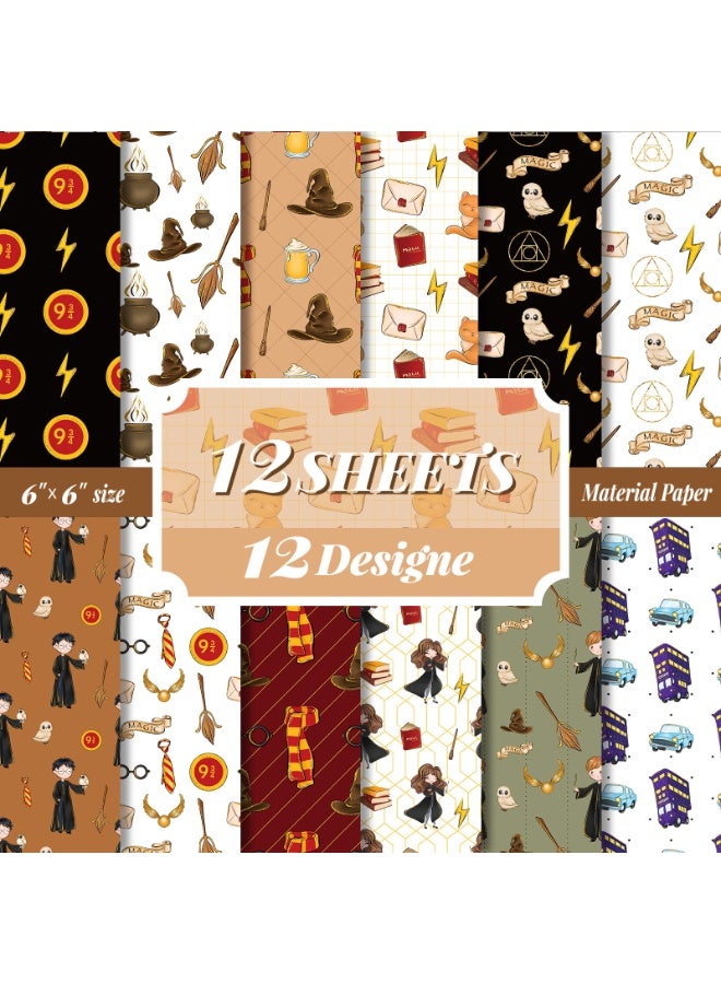 Generic Harry Potter Themed Decorative Paper Set – 12 Sheets of Magical Stationery for Scrapbooking, Card Making, DIY Projects, and Hobby Crafts – Ideal for Fans, Journals, and Planner Decoration  - Image 5