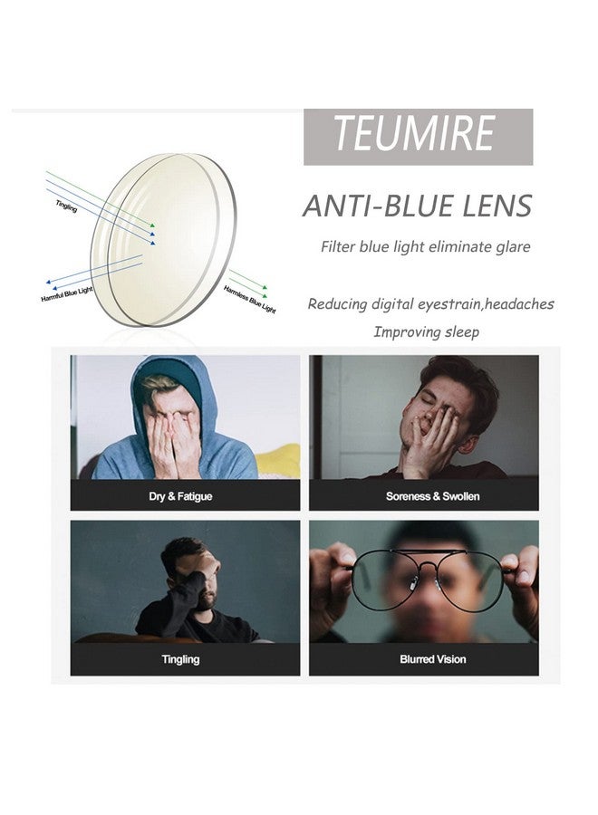 Teumire Oversized Square Blue Light Blocking Glasses For Women Men Tr90 Ultralight Nerd Frames Clear Lens Computer Eyewear(Black) - Image 3