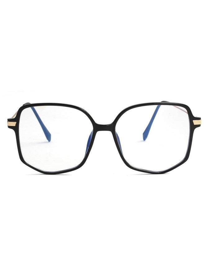 Teumire Oversized Square Blue Light Blocking Glasses For Women Men Tr90 Ultralight Nerd Frames Clear Lens Computer Eyewear(Black) - Image 2