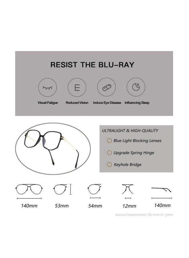 Teumire Oversized Square Blue Light Blocking Glasses For Women Men Tr90 Ultralight Nerd Frames Clear Lens Computer Eyewear(Black) - Image 5