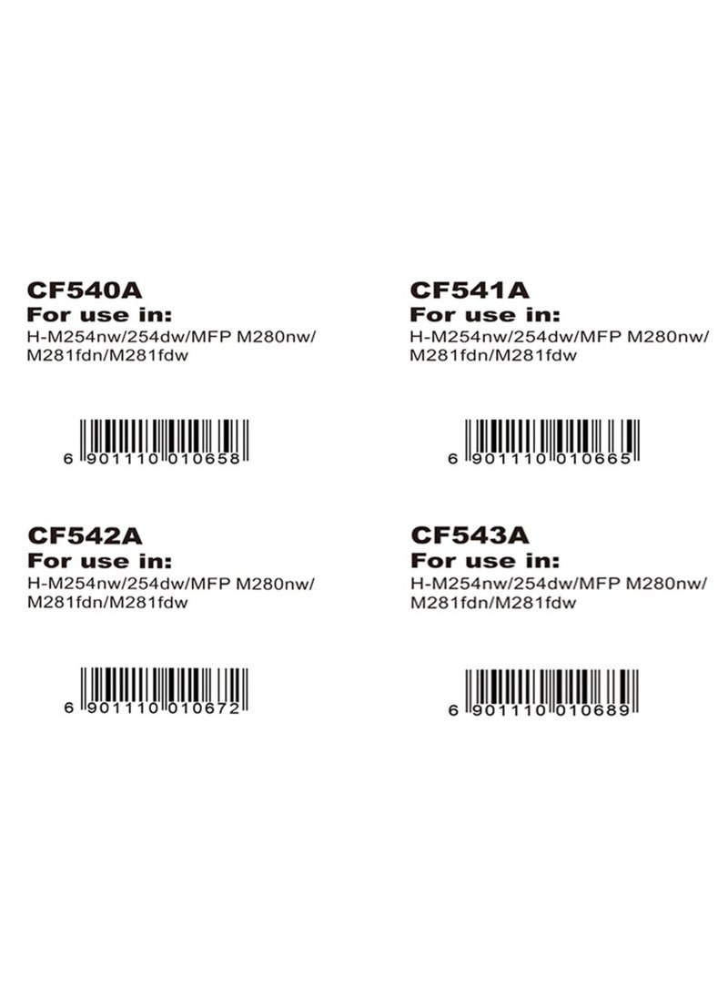MKS - Toner Cartridges Set 203A CF540A / CF541A / CF542A / CF543A Compatible with HP Laser Color M254/M281 - Image 1