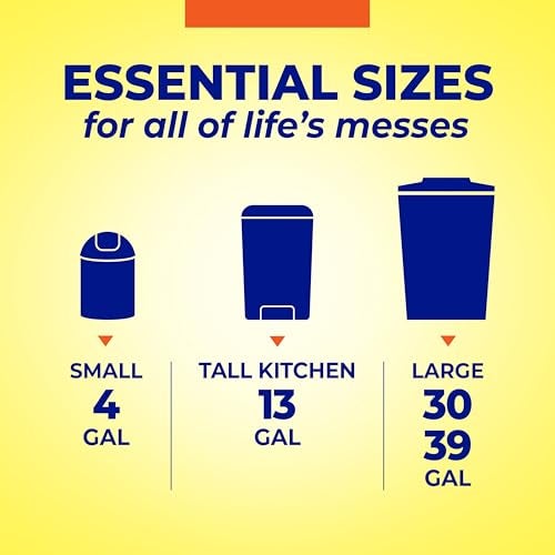 Hefty Essentials Drawstring 30 Gallon Trash Bags, 56 Count, Bulk Black Garbage Bags for Garages, Parties, Large Trash Items, and More, Scent Free, Black - Image 5