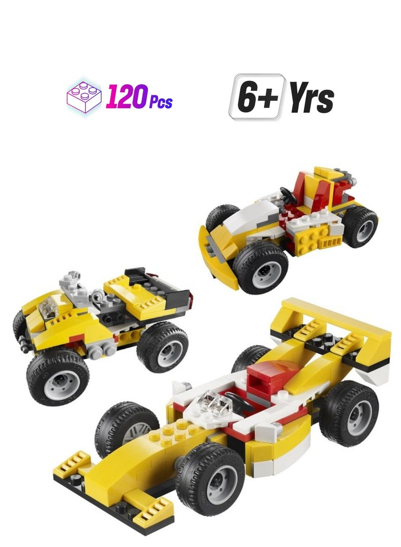 سوبر توي لعبة مكعبات بناء سيارة سباق الفورمولا 1 من سوبر توي للأطفال من سن 6 إلى 12 عامًا، مجموعة سيارة معمارية 3 في 1 مع أكثر من 120 قطعة مكعبات بناء تعليمية من STEM هدية عيد ميلاد للأولاد والبنات من سن 6 إلى 12 عامًا - Image 1