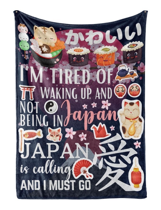 JAPANESE GIFTS THROWS FOR WOMEN MEN FLANNEL BLANKET FOR JAPANESE CULTURE LOVERS ANIME GIFT FOR BIRTHDAY CHRISTMAS 50X 65