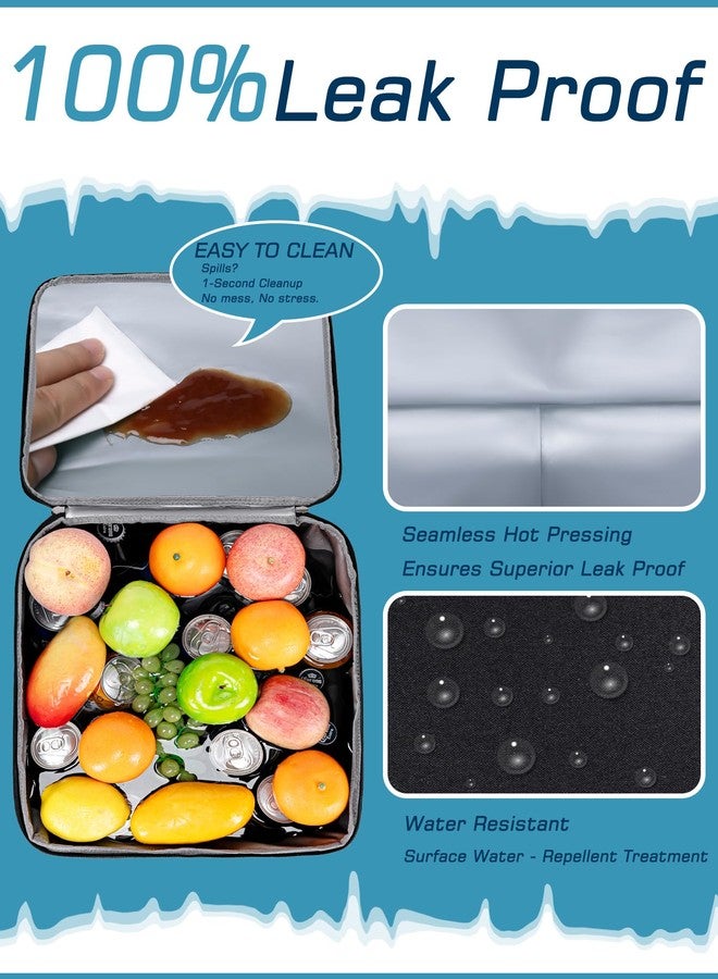 TuErCao Insulated Soft Cooler Bag 12"x12"x12" Large Leakproof Soft Sided Ice Chest for Travel Beach Camping, 50 Cans Portable Cooler Box for Grocery Shopping, Road Trips, Light Grey - Image 3