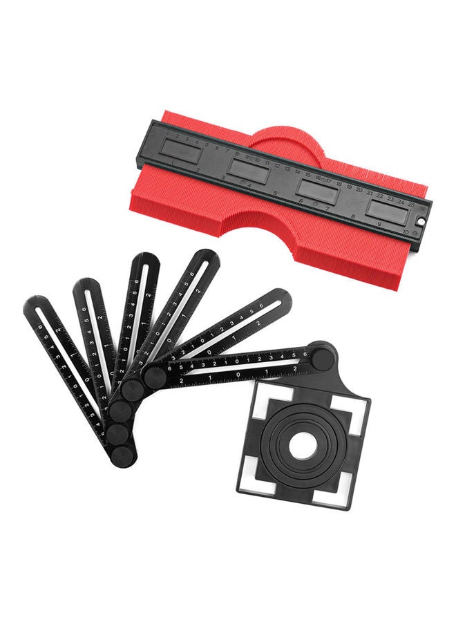 NIBEMINENT 6-Sided Universal Ruler & Contour Gauge Duplicator Tool Black/Red 0.456kg - Image 1