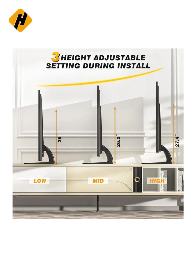HuHa 5Rcom TV Stand Mount, Universal TV Stand Tabletop for 22 to 65 inch Plasma LCD LED Flat Screen TVs, TV Legs, Holds up to 88lbs, Max VESA 800 x 500mm, Height Adjustable TV Base, TV Stand  - Image 3