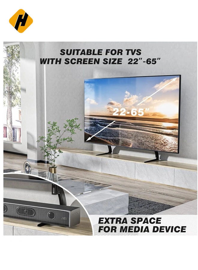 HuHa 5Rcom TV Stand Mount, Universal TV Stand Tabletop for 22 to 65 inch Plasma LCD LED Flat Screen TVs, TV Legs, Holds up to 88lbs, Max VESA 800 x 500mm, Height Adjustable TV Base, TV Stand  - Image 2